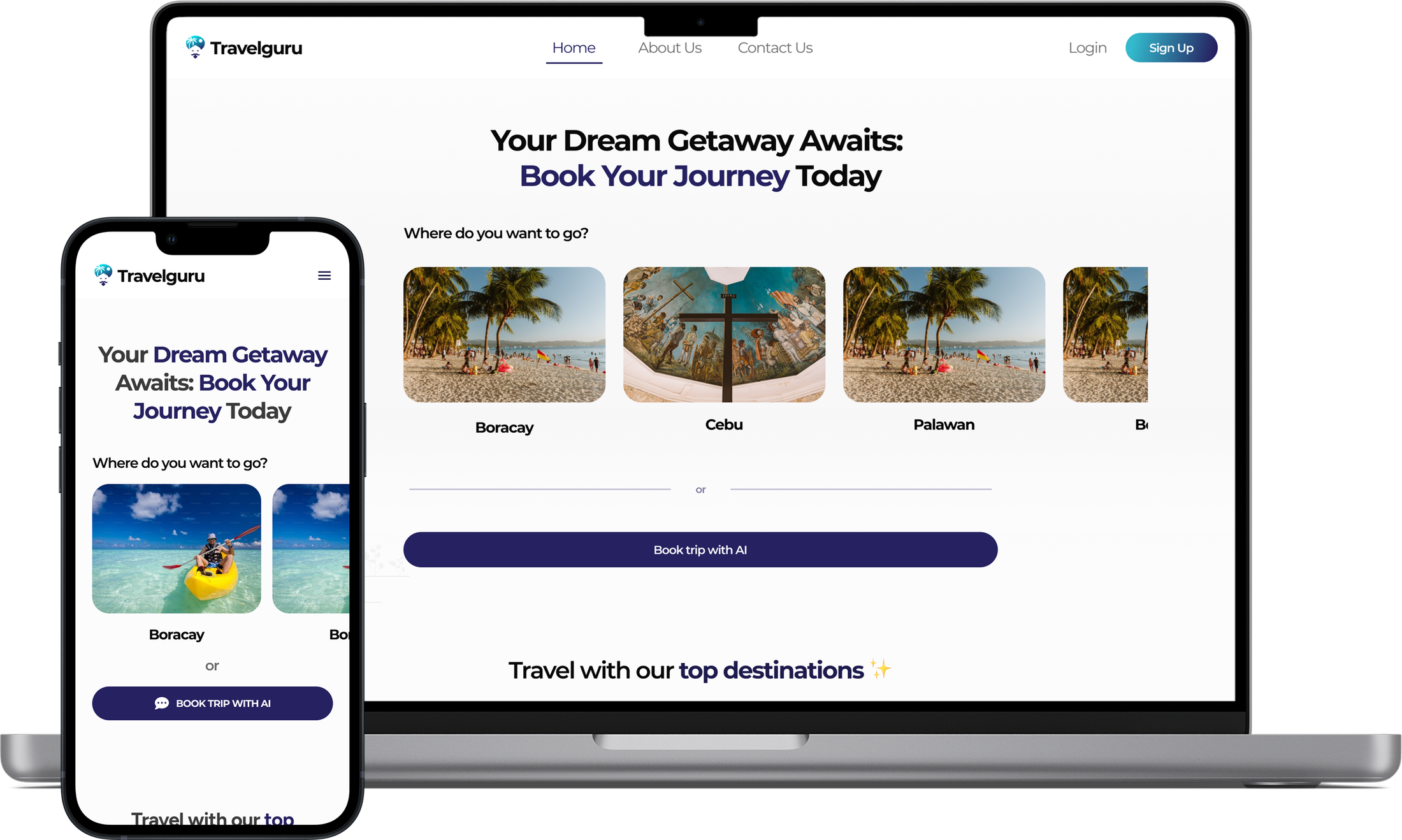 Travelguru — destination booking landing page